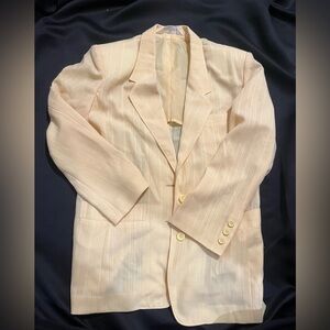 Oversized Cream Yellow Blazer with Shoulder Pads